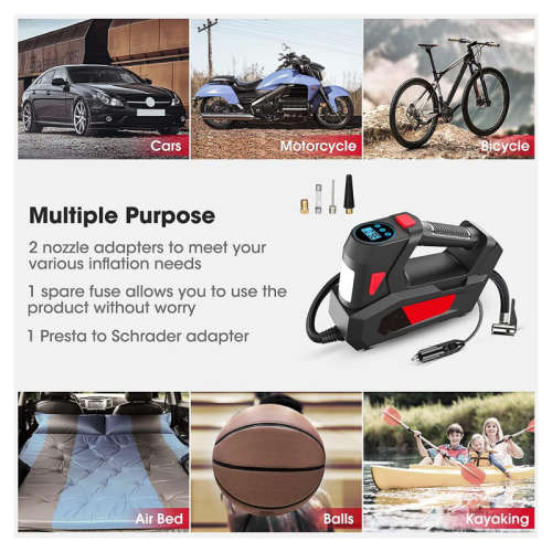 DC 12V Portable Car Tire Inflator Multifunctional Air Pump with Digital Pressure Gauge