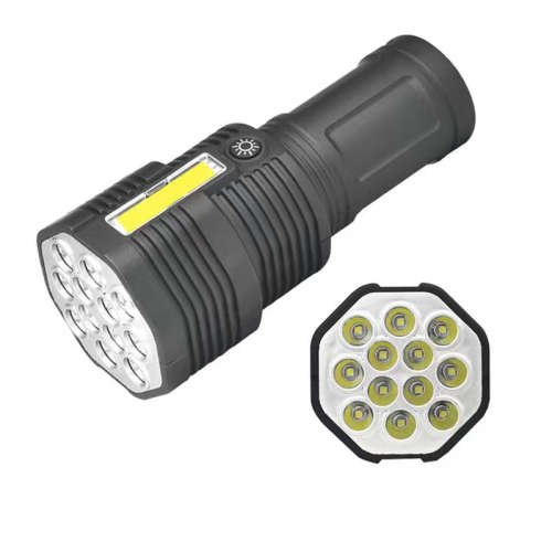 Torches 12 LED Lighting Flashlight USB Rechargeable Outdoor Side Light Flashlight