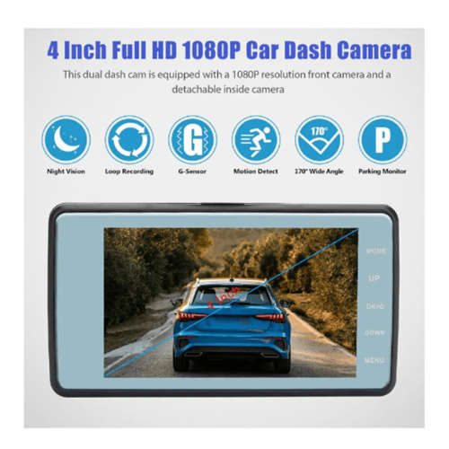 4-Inch Dash Cam With Rear View Camera