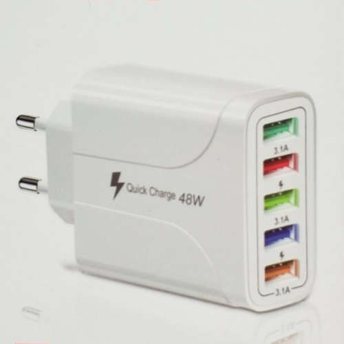 48W Charger USB 5 Port Charger Compatible GaN Technology Fast Charging Charger
