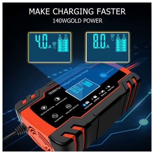 12V 8A - 24V 4A Smart Pulse Repair Battery Charger