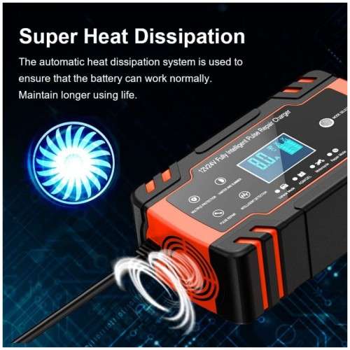 12V 8A - 24V 4A Smart Pulse Repair Battery Charger