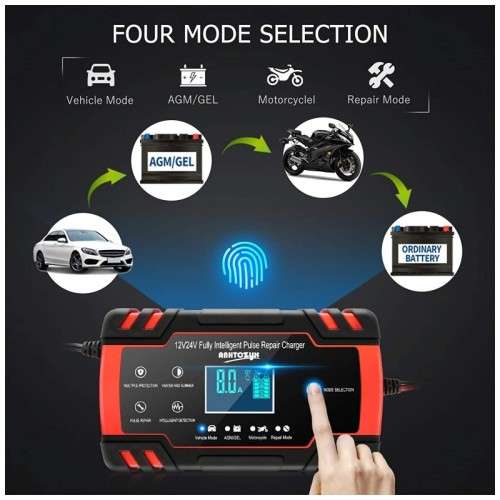 12V 8A - 24V 4A Smart Pulse Repair Battery Charger