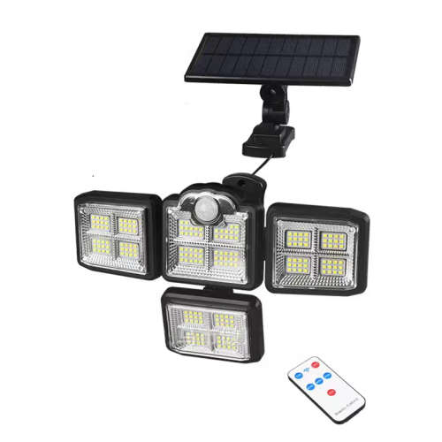 4 Head Motion Sensor Solar Lights Waterproof Remote Control Lamp