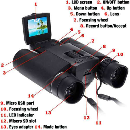 Binocular Recording Telescope Digital Camera 48MP
