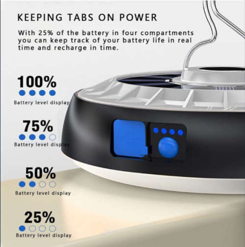 Solar Emergency Charging Light 4-Level Power Display Remote Control