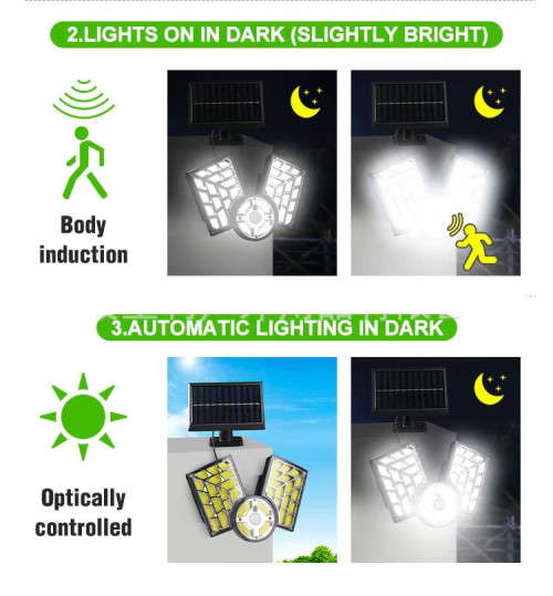 120COB Waterproof Outdoor Solar Induction Adjustable Head Street Light with Remote Control