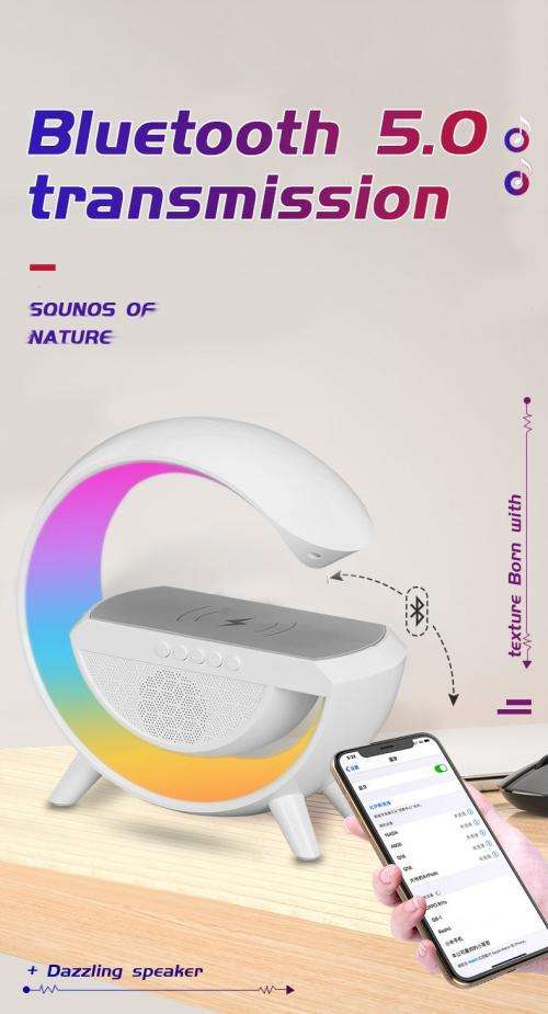 AE-8 RGB Lights Table Lamp Bluetooth Speaker With Wireless Charger