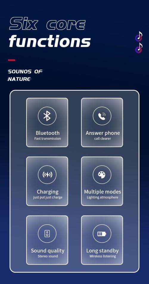 AE-8 RGB Lights Table Lamp Bluetooth Speaker With Wireless Charger