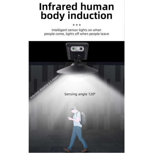 Solar Street Light Outdoor Induction LED Round Solar Panel Wall Lamp Remote Controlled