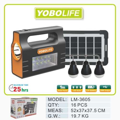 Yobolife Solar Lighting Kit with 3LED Bulbs USB Mobile Phone Charge and LED Lighting