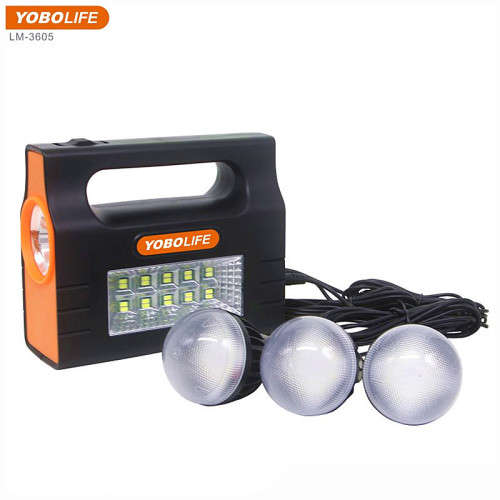 Yobolife Solar Lighting Kit with 3LED Bulbs USB Mobile Phone Charge and LED Lighting