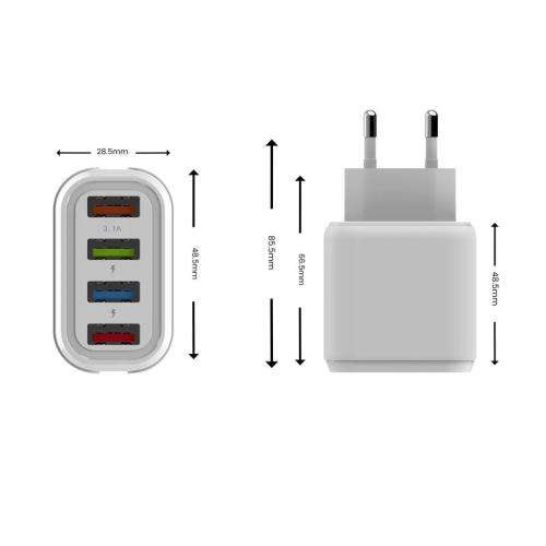 USB 4 Port Charger Adapter Fast Charging