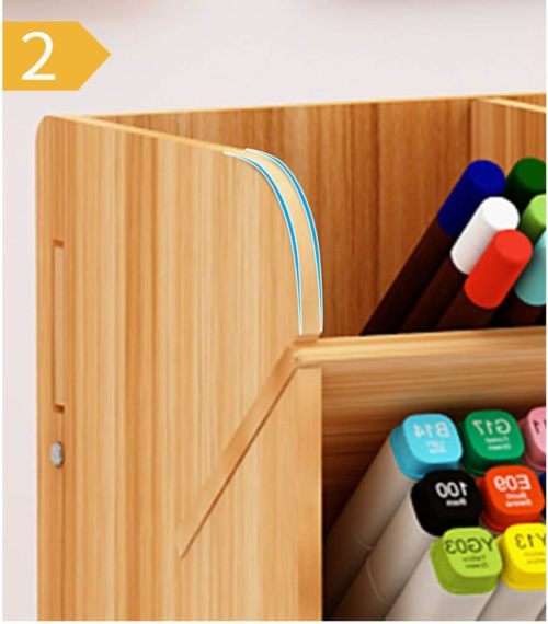 Multi-Functional Desk Organizer Wood Shelf Organizer DIY Pen Holder Box Desktop Stationary Office