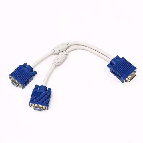 VGA 1 to 2 Splitter Adapter Cable HD Monitor Computer Monitor Projector