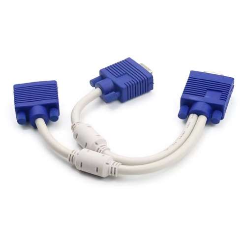 VGA 1 to 2 Splitter Adapter Cable HD Monitor Computer Monitor Projector