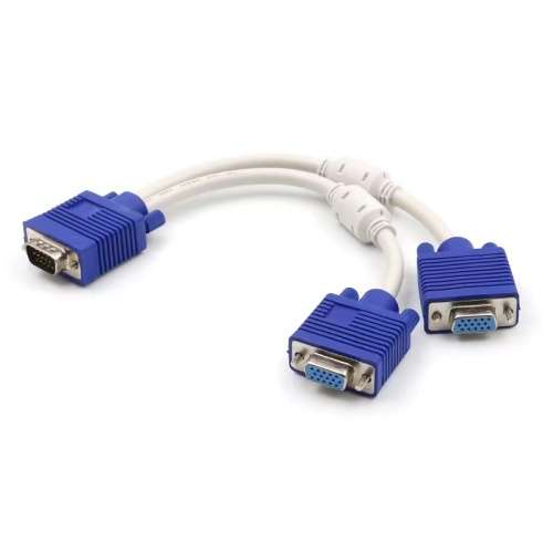 VGA 1 to 2 Splitter Adapter Cable HD Monitor Computer Monitor Projector
