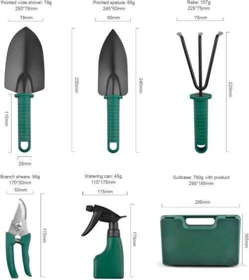 5 Piece Garden Tool Set Green