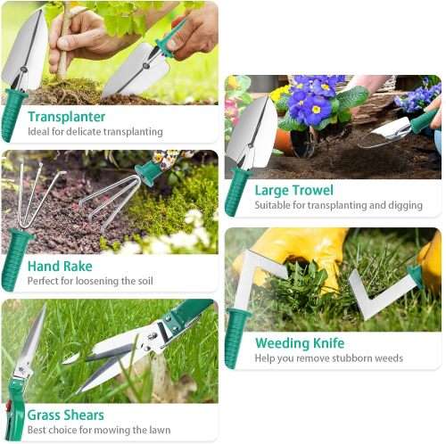 Stainless Gardening Tools Set 10 PCS Green