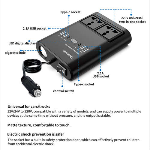 Multifunctional Travel Global Universal 150W Car Inverter Socket Plug Converter