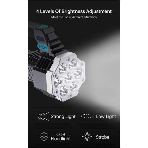 COB 7 LED Flashlight USB Rechargeable Torch Handheld Portable Outdoor Lamp