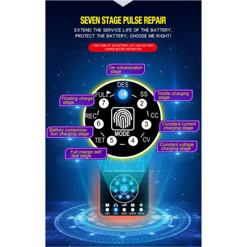 12V 24V 12A Automatic Smart Battery Charger for GEL WET AGM Lithium LiFePO4 LiPo