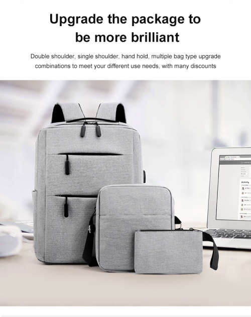 15 Laptop Backpack With External Charging USB Port With 2 Small Bags