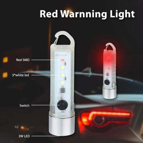 Type-c Rechargeable Lantern Mini Portable Bright Outdoor Camping Flashlight with Red Blue Flash Ligh