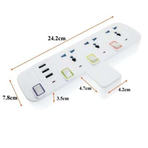 Treqa PL-502 3000W Power Socket with 3 USB Ports