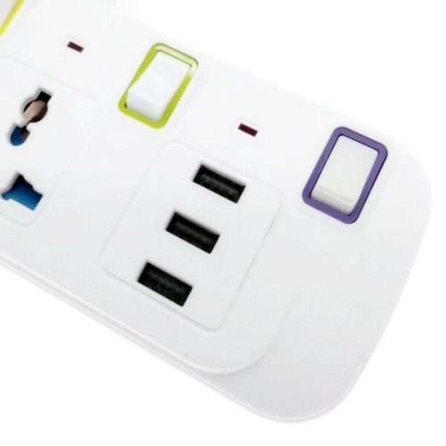 Treqa PL-502 3000W Power Socket with 3 USB Ports