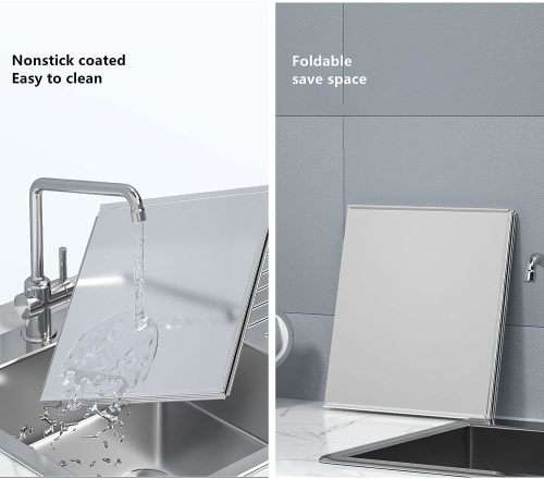 Kitchen Cooking Stainless Steel Oil Splatter Guard Foil Foldable Oil Baffle