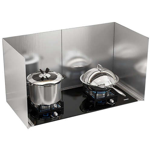 Kitchen Cooking Stainless Steel Oil Splatter Guard Foil Foldable Oil Baffle