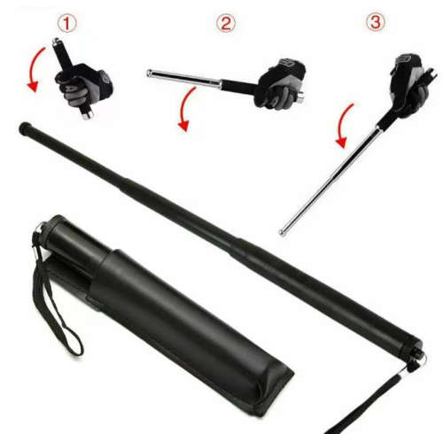 Self-defense Stick Black Telescopic Stick With Storage Bag