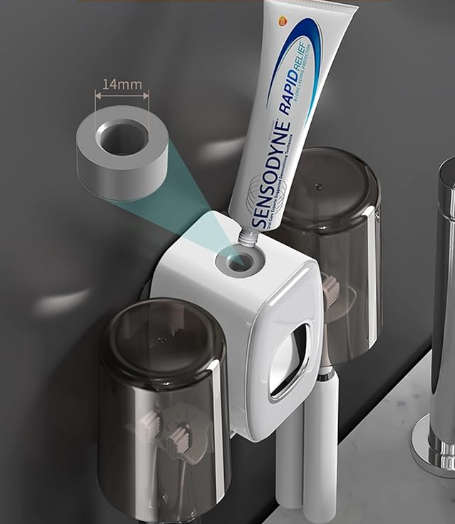Set Wall Mounted Toothpaste Dispenser Automatic Squeeze