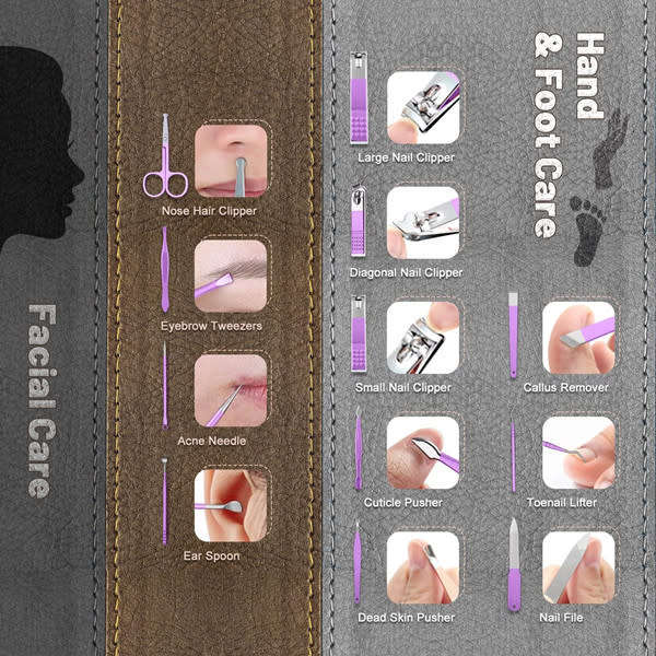 12 Piece Purple Nail Clipper Set