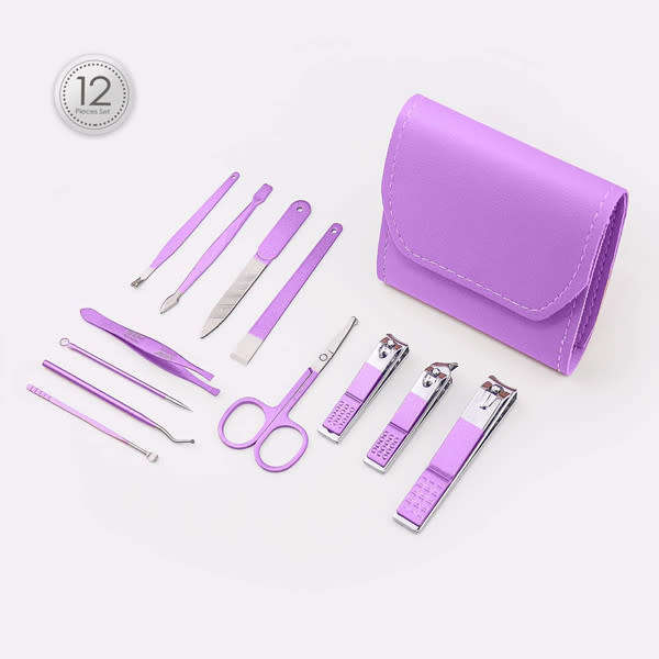 12 Piece Purple Nail Clipper Set