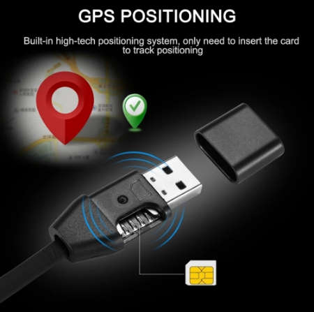 USB Phone Data Cable GPS Tracker Anti-lost Position Pickup Voice Actives Charging Car Locator