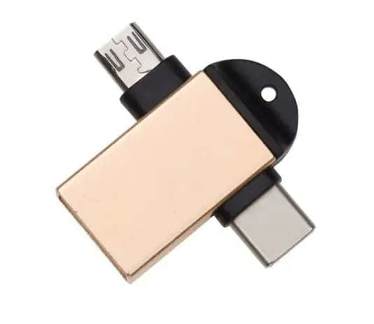 Mini Type-C and Micro USB 2-In-1 OTG Adapter USB Converter