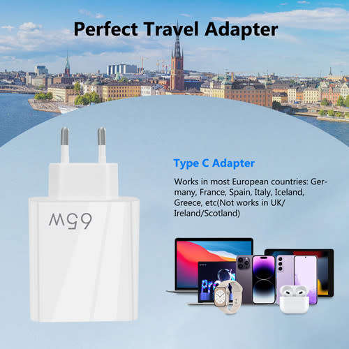 USB C Wall Charger 65W 5 Ports Fast Charging USB-C Charger TYPE-C Charger