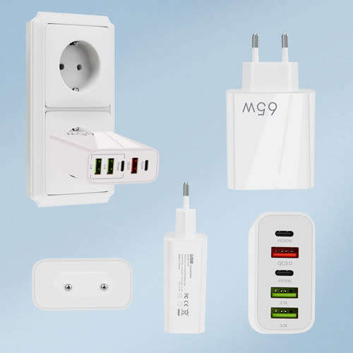 USB C Wall Charger 65W 5 Ports Fast Charging USB-C Charger TYPE-C Charger