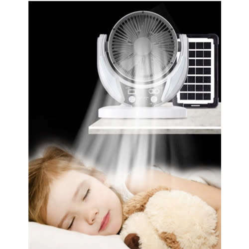 6Inch Desk Fan Solar Fan With Solar Panel USB Rechargeable Fan
