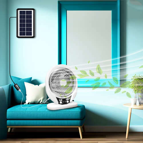 6Inch Desk Fan Solar Fan With Solar Panel USB Rechargeable Fan