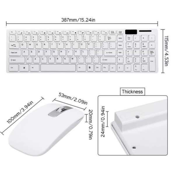 Ultra-thin 2.4g Wireless Keyboard Mouse Combos With Keypad Film Black/White