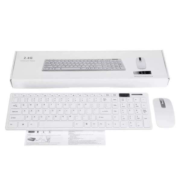 Ultra-thin 2.4g Wireless Keyboard Mouse Combos With Keypad Film Black/White