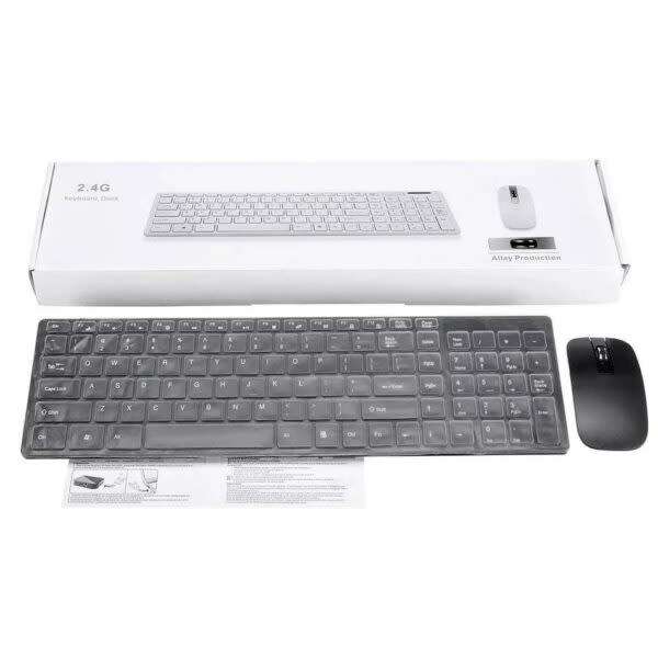 Ultra-thin 2.4g Wireless Keyboard Mouse Combos With Keypad Film Black/White