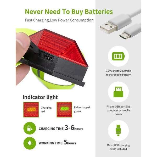 USB Rechargeable Running Chest Strap Light