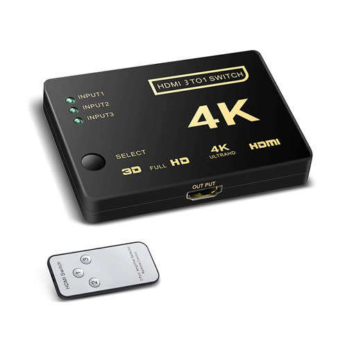 3 Port Mini HDMI Switcher Splitter 4K 2K 3D 3 In 1 Out HDMI Switch with Remote