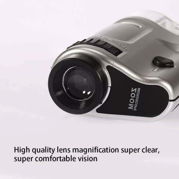 Magnifier Pocket Microscope Monocular Zoom HD Tickets LED Lighted Handheld