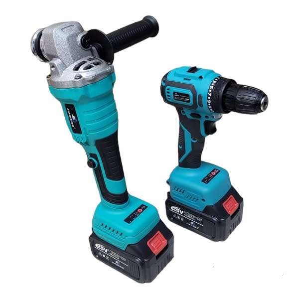 Electric Drill Angle Grinder Tool Set With Two 25V Batteries