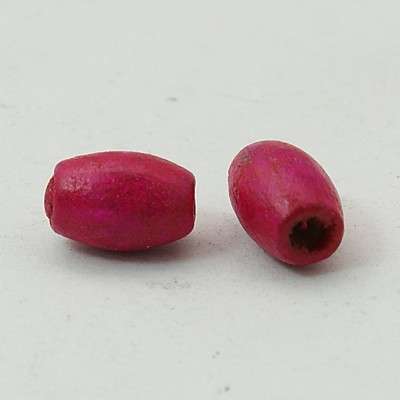 Pink drum rice wooden beads (pack of 100 beads)